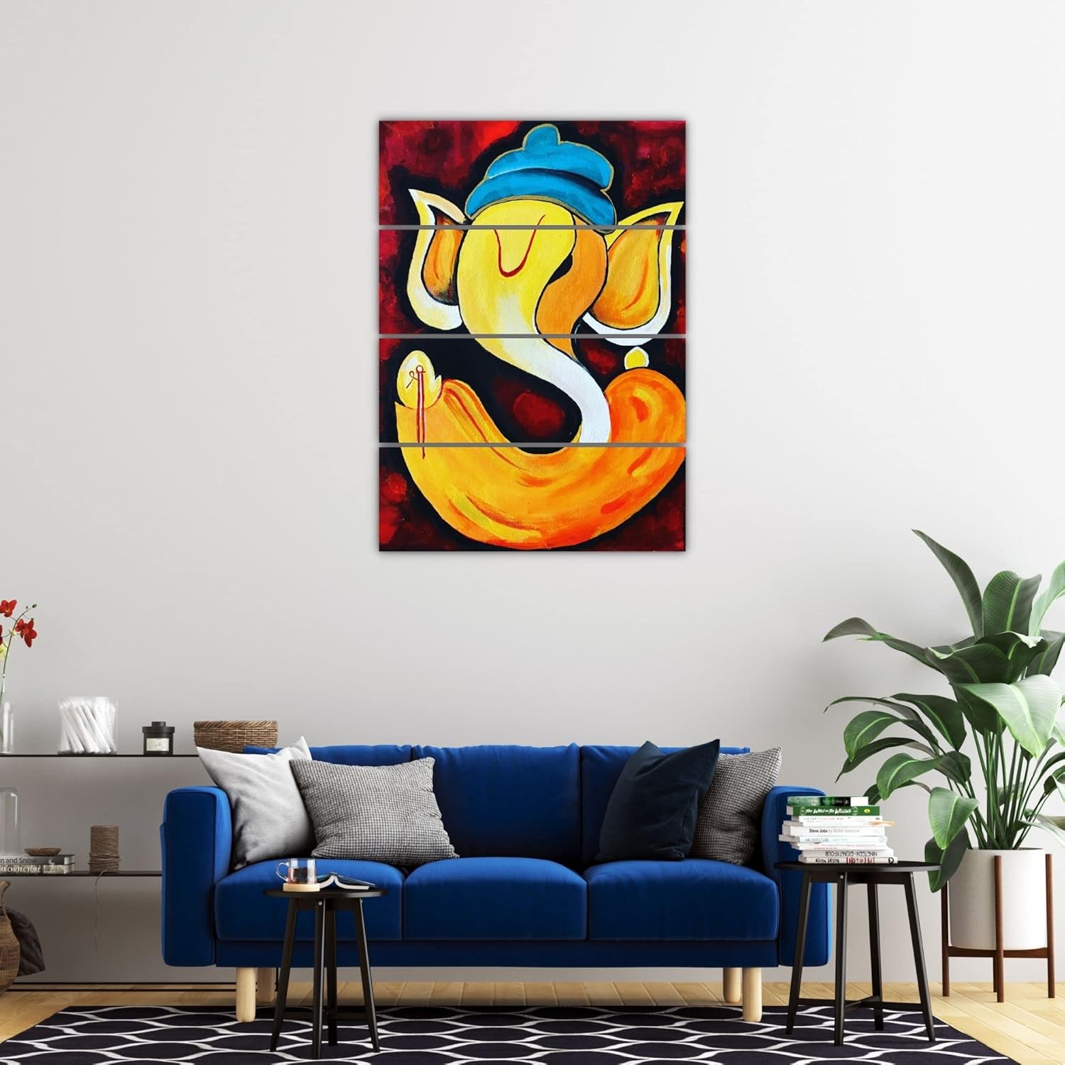 inep-b0bbpnt3g1-ganesha-licious-4-panel-framed-wall-art-displayed-on-a-living-room-wall-with-vibrant-brown-frames.jpg